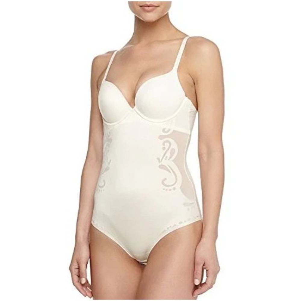 Spanx Haute Contour Sweetheart Bodysuit Womens Size 36D Ivory Shapewear Push Up